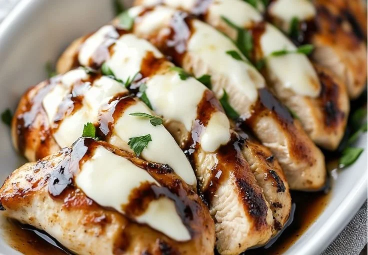 Balsamic Baked Chicken Breast with Mozzarella Cheese