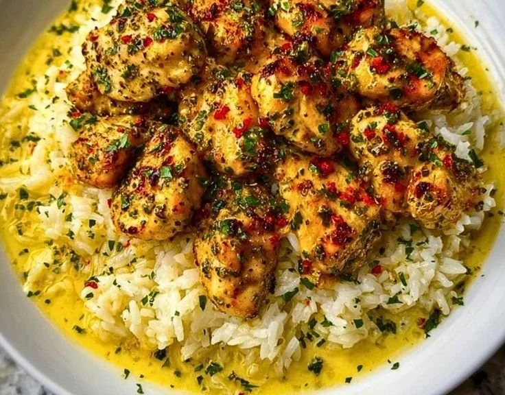 Chicken Scampi with Creamy Garlic Parmesan Rice